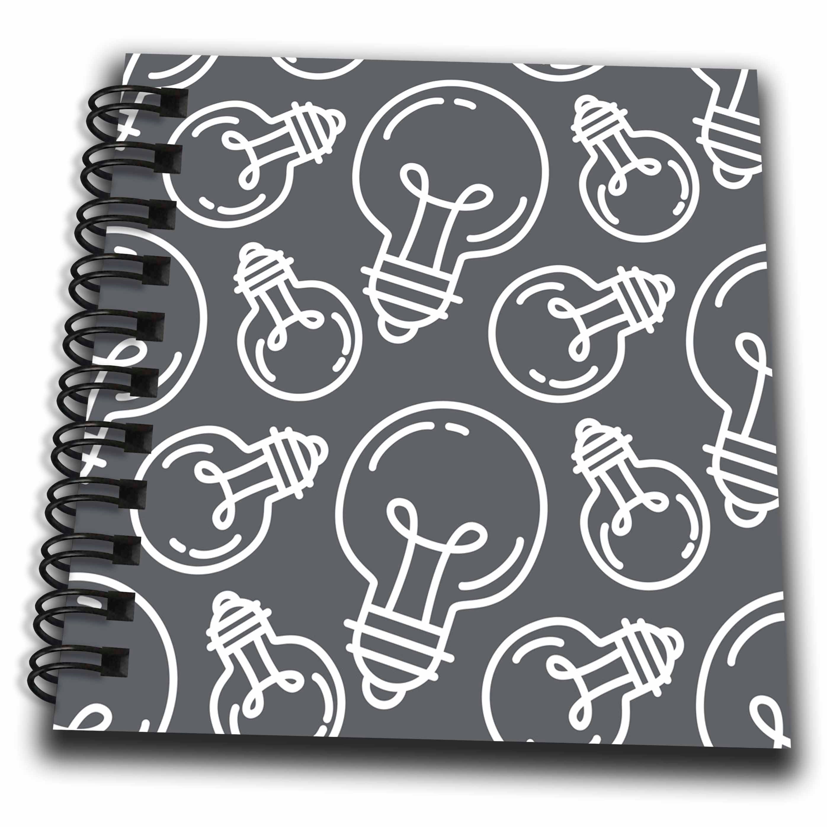 3dRose Contemporary Gray and White Light Bulb Pattern - Drawing Books (db_342198)