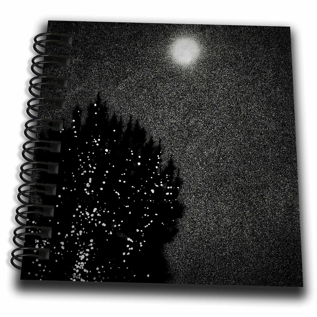 3dRose Beautiful moon and a tree with strings of lights at night - Drawing Books (db_352278)