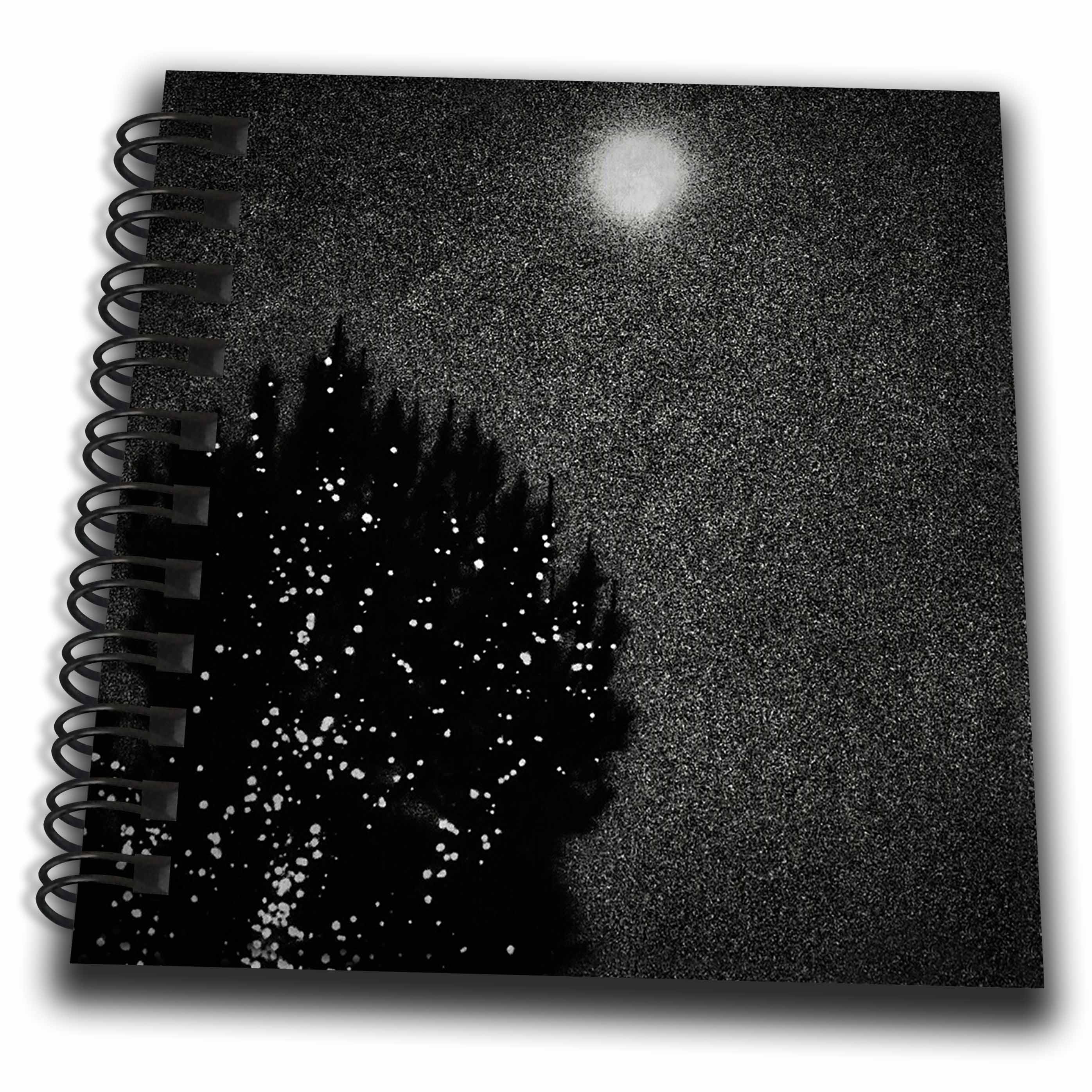 3dRose Beautiful moon and a tree with strings of lights at night - Drawing Books (db_352278)