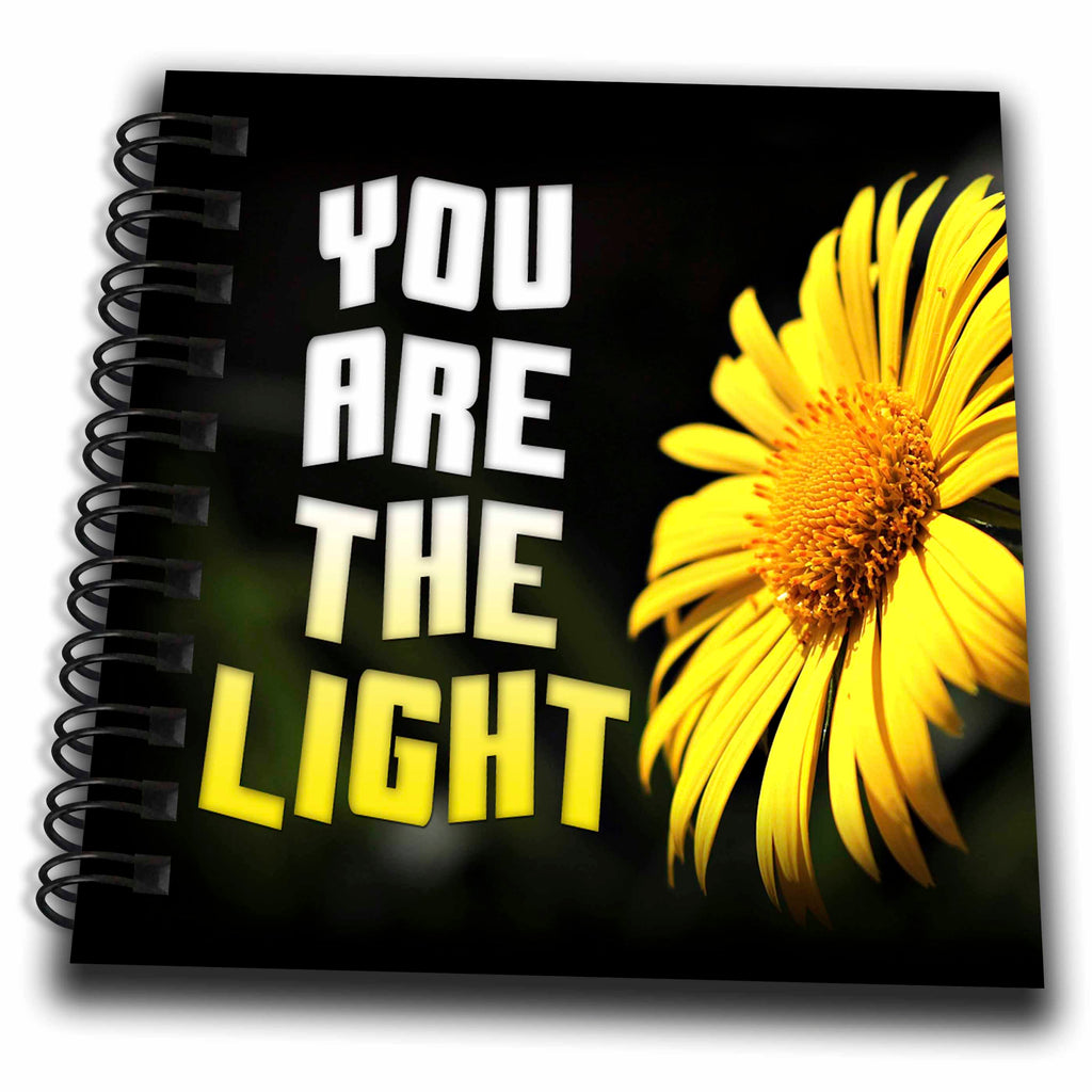 3dRose Image of Words You Are The Light On Black Picture With Sunflower - Drawing Books (db_354780)