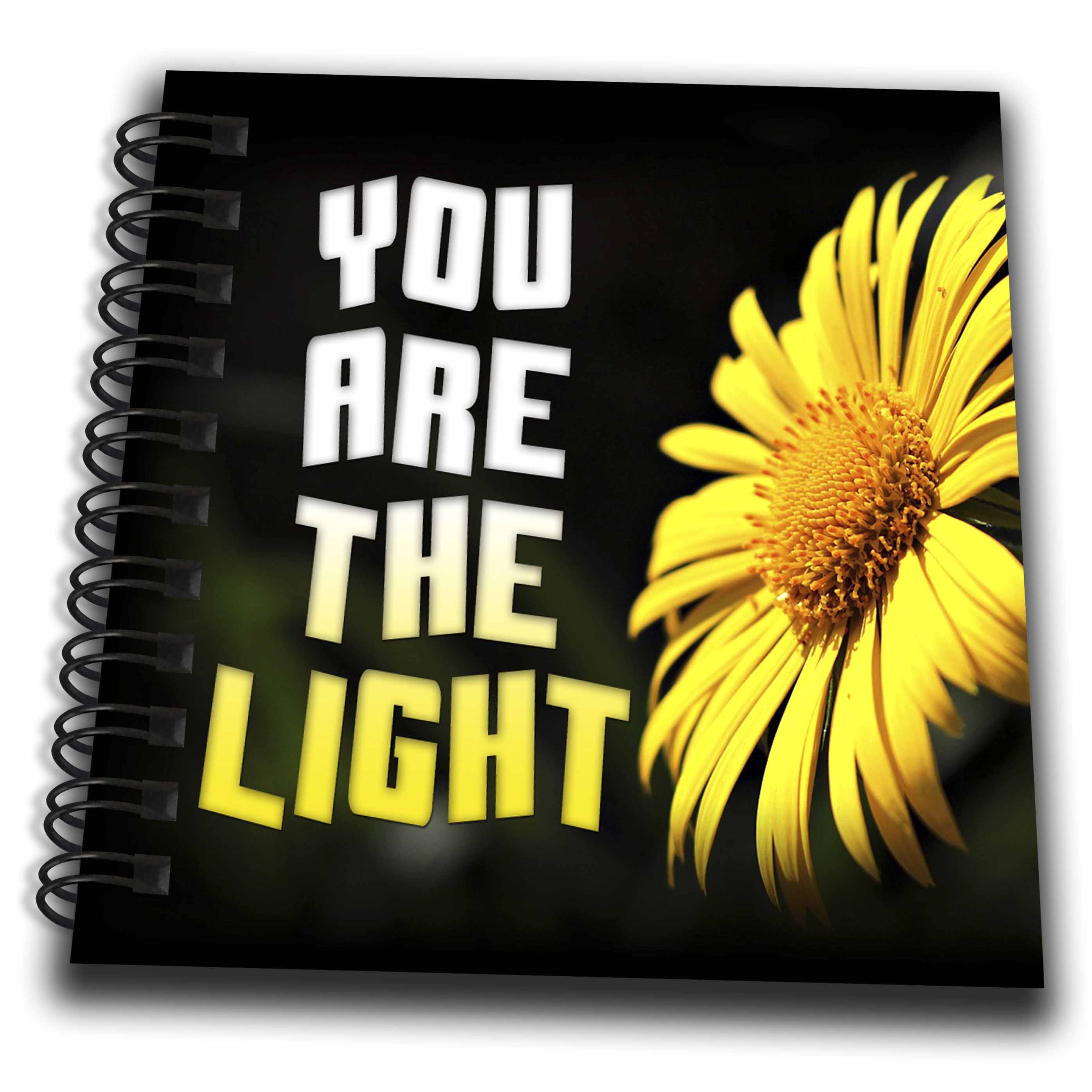 3dRose Image of Words You Are The Light On Black Picture With Sunflower - Drawing Books (db_354780)