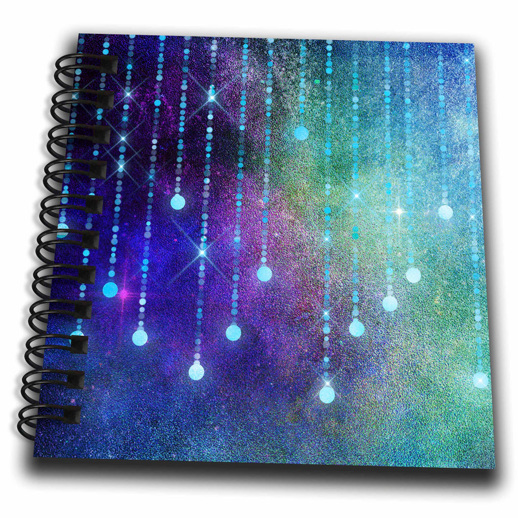 3dRose Purple and Green Ombre With Blue String Lights Pattern - Drawing Books (db_357499)