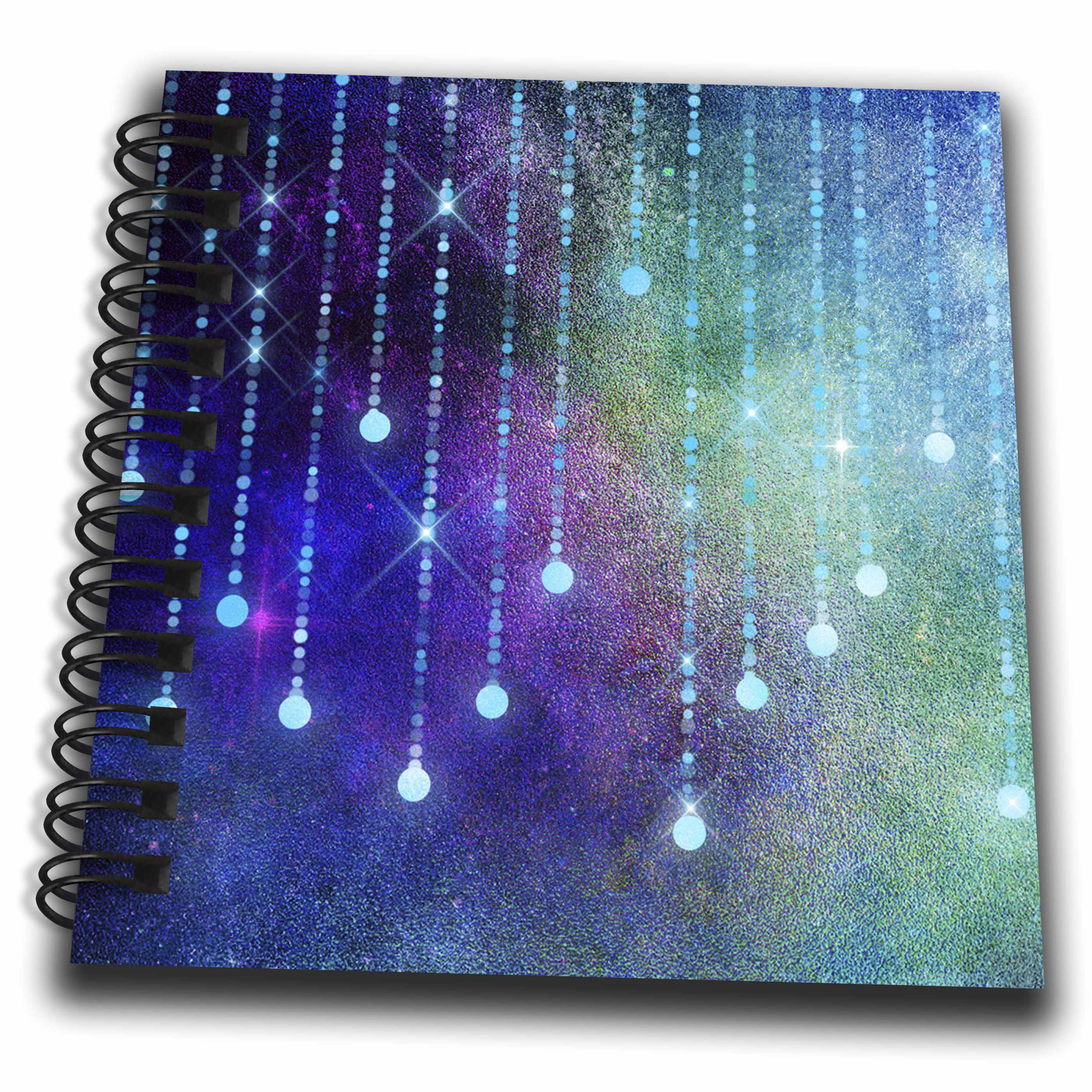 3dRose Purple and Green Ombre With Blue String Lights Pattern - Drawing Books (db_357499)