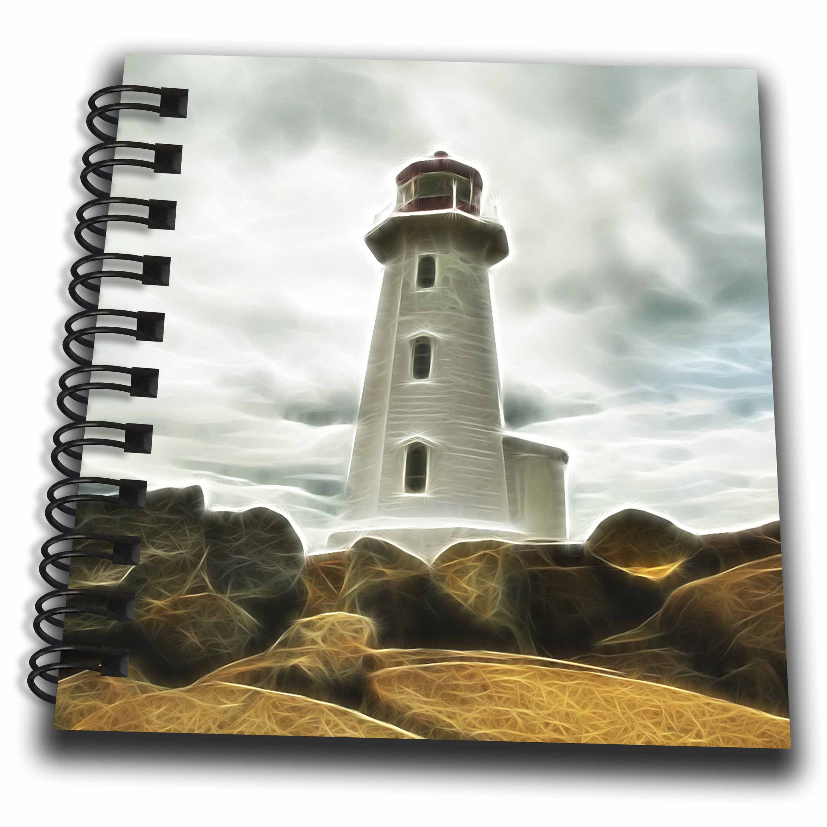 3dRose Light House On The Rocks Image of Light Infused Painting - Drawing Books (db-365084)