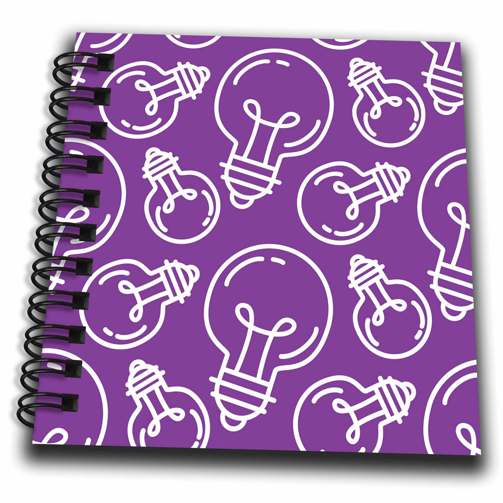 3dRose Modern Purple and White Light Bulb Pattern - Drawing Books (db-380300)