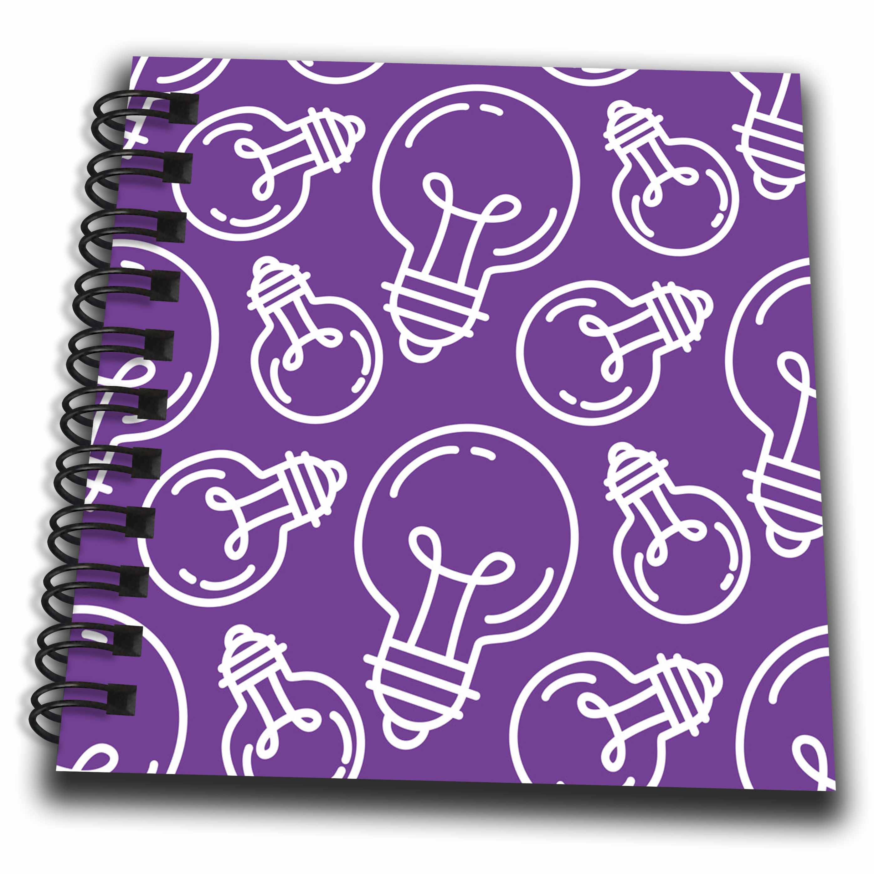 3dRose Modern Purple and White Light Bulb Pattern - Drawing Books (db-380300)