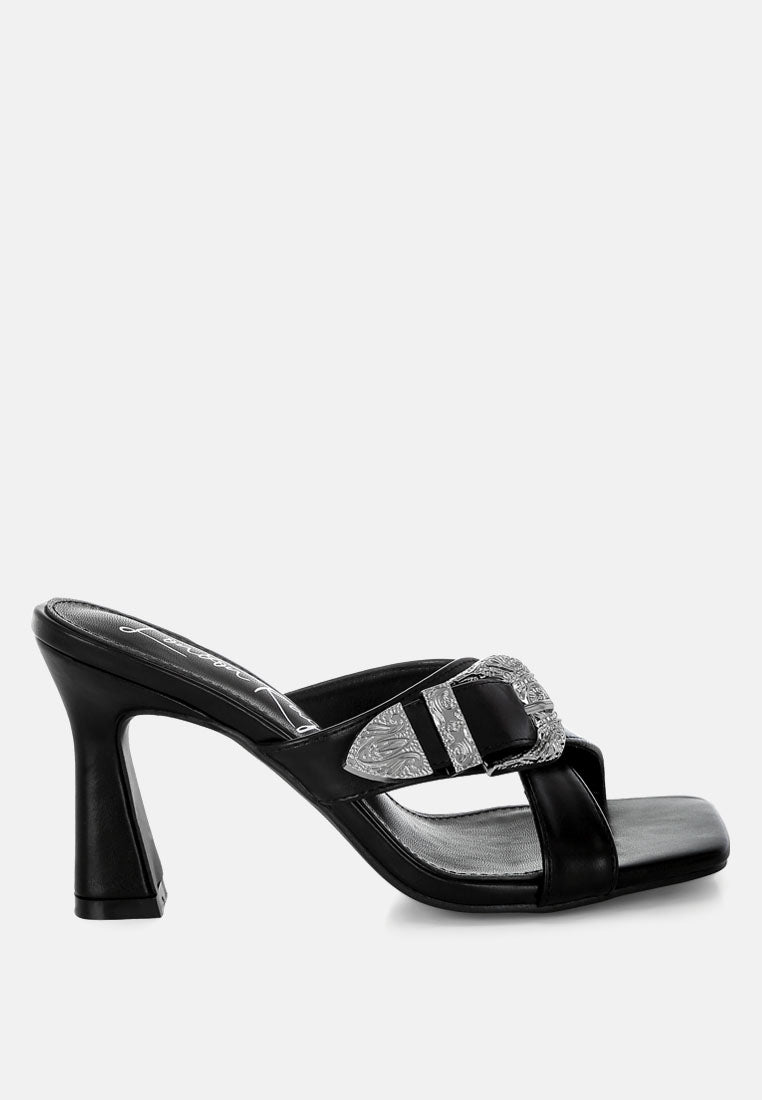 Mohaya Engraved Metallic Buckle Sandals