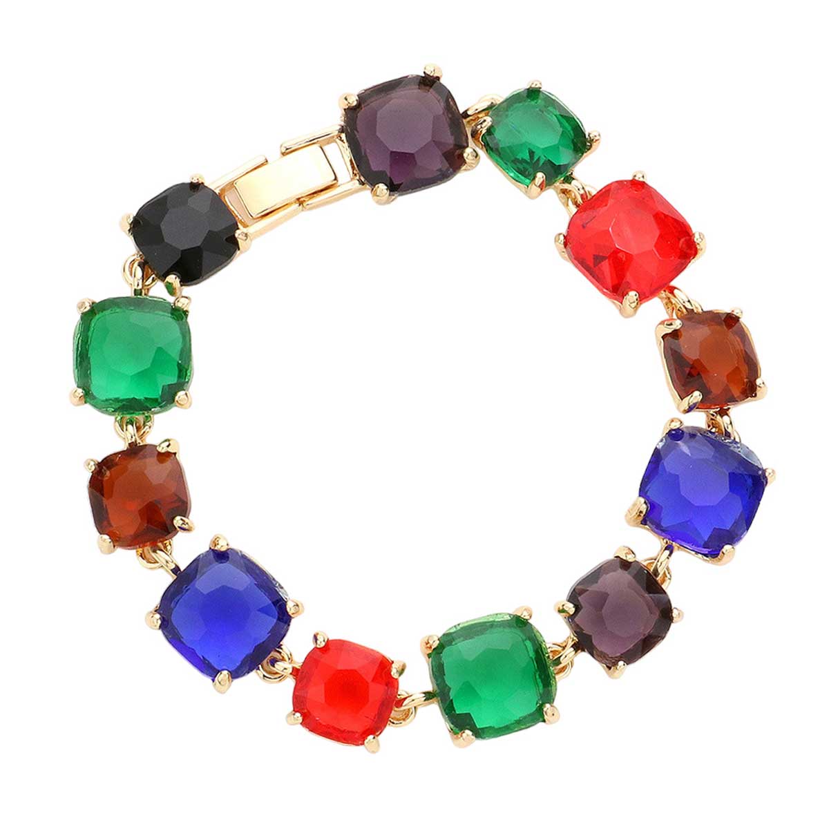 Cushion Square Stone Link Evening Bracelet