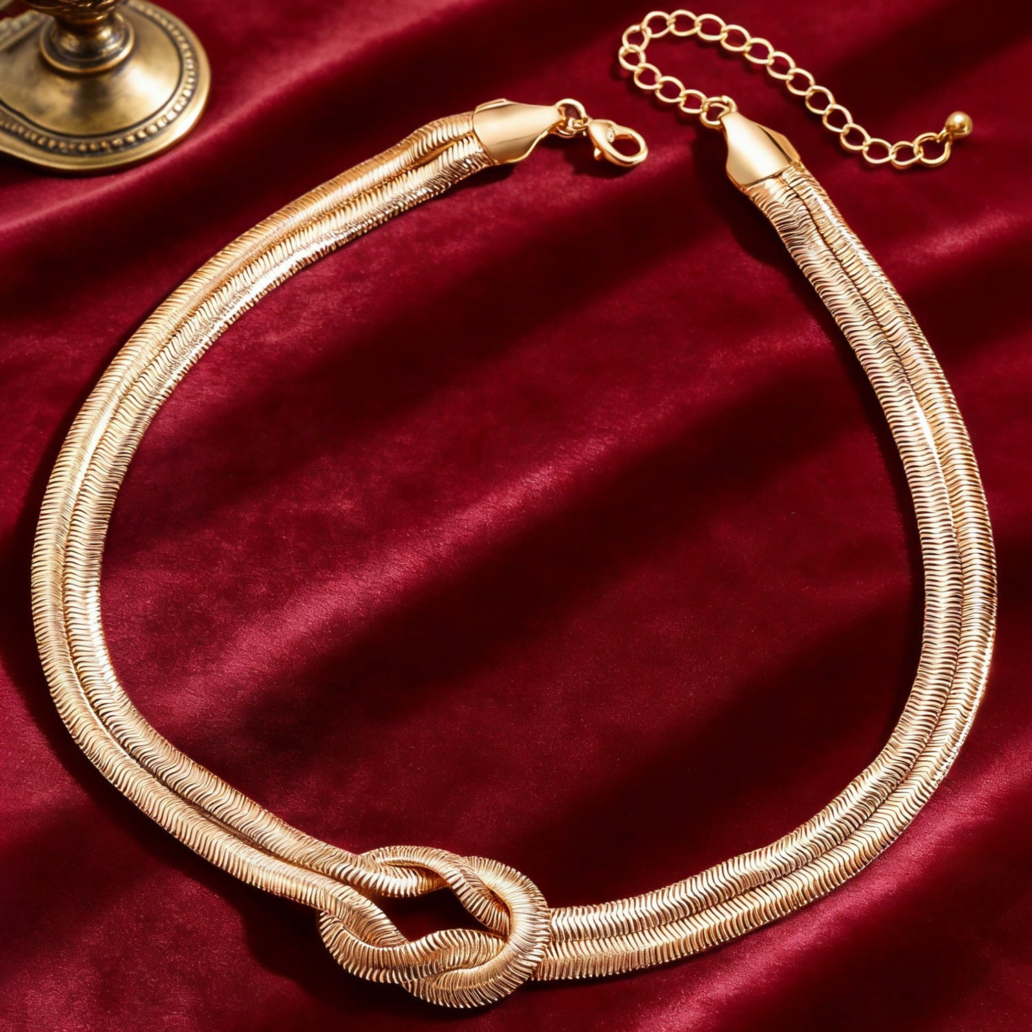 Niche Design Metal Knot Wrapped Snake Chain Bracelet Set Luxury Accessory