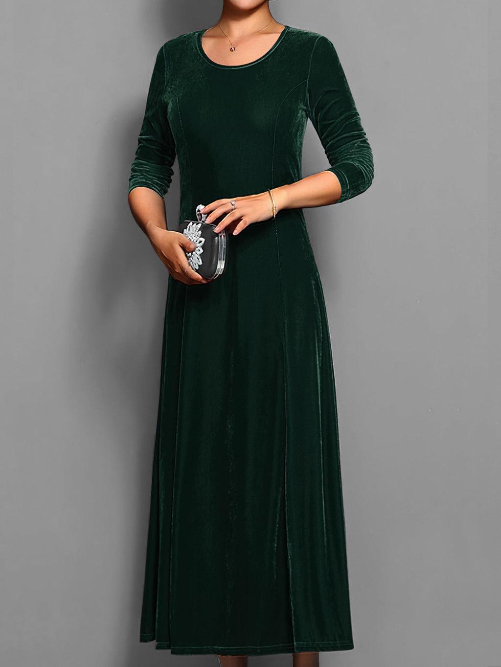 Spring Autumn Elegant Velvet Dress Women Clothing