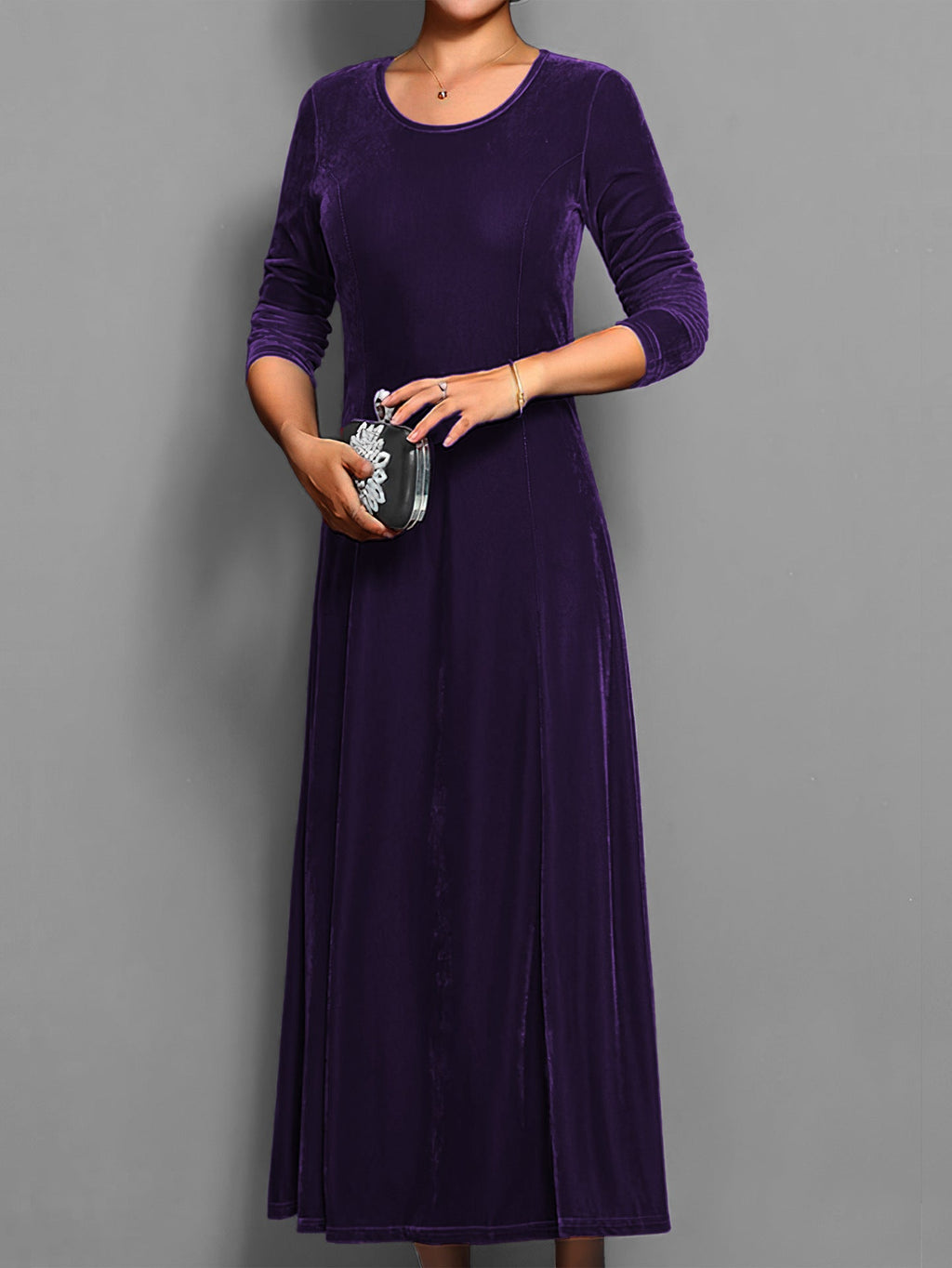 Spring Autumn Elegant Velvet Dress Women Clothing
