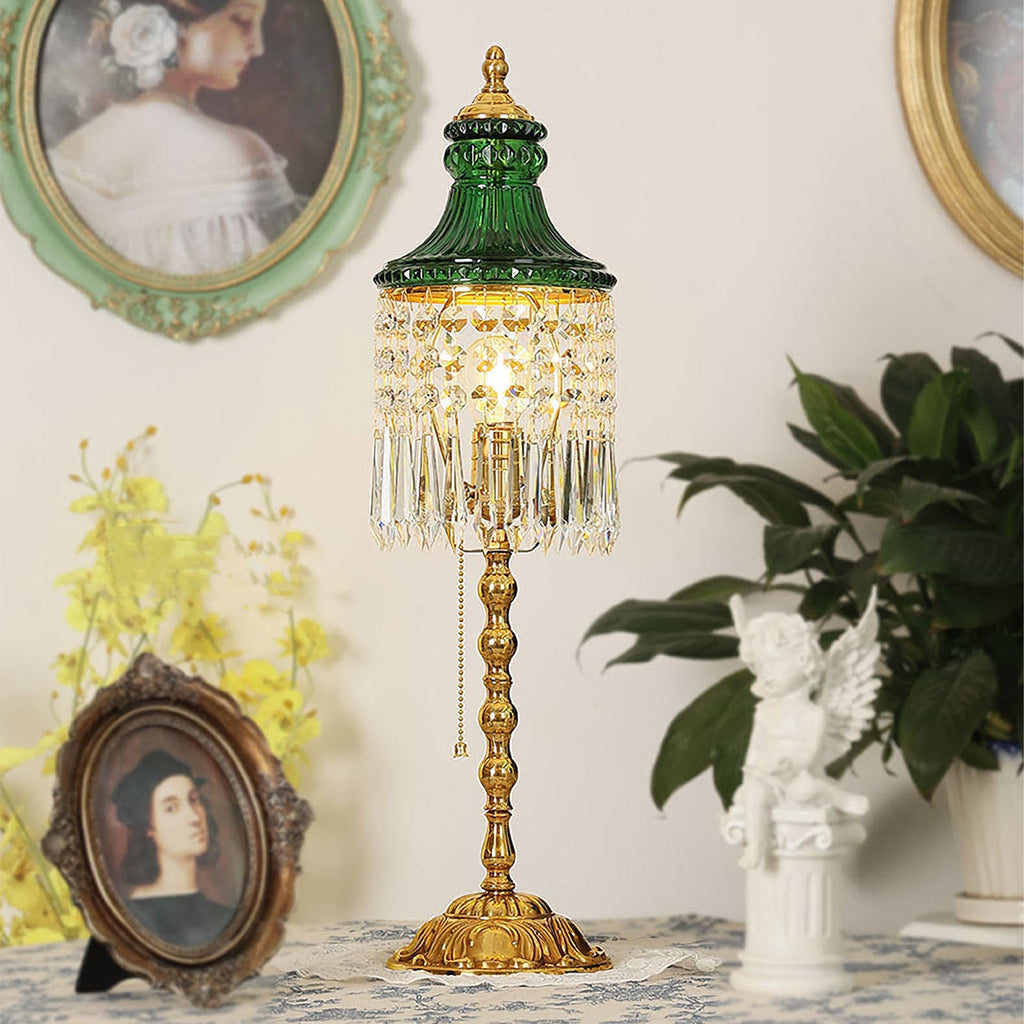 Peacock Green Crystal Table Lamp