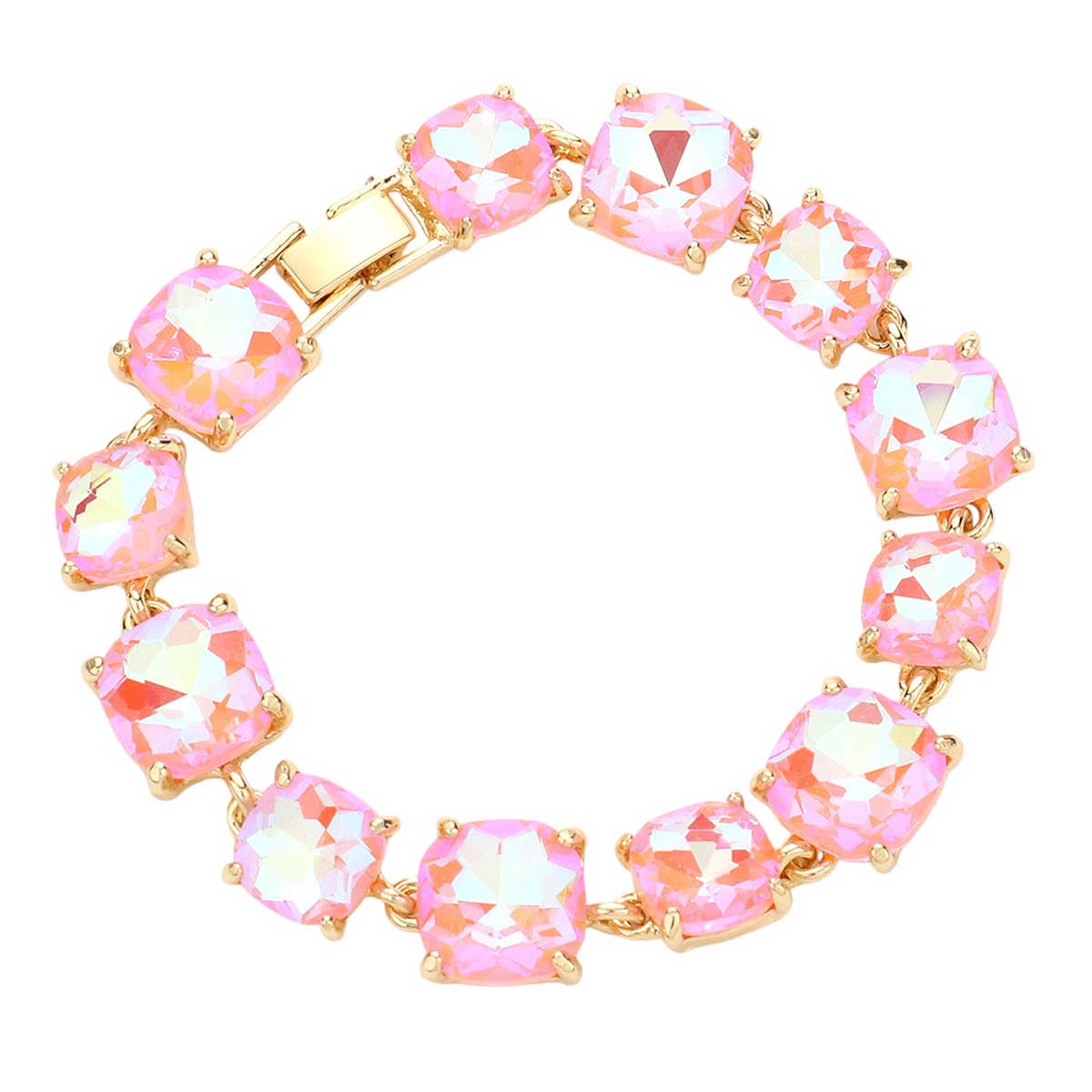 Cushion Square Stone Link Evening Bracelet