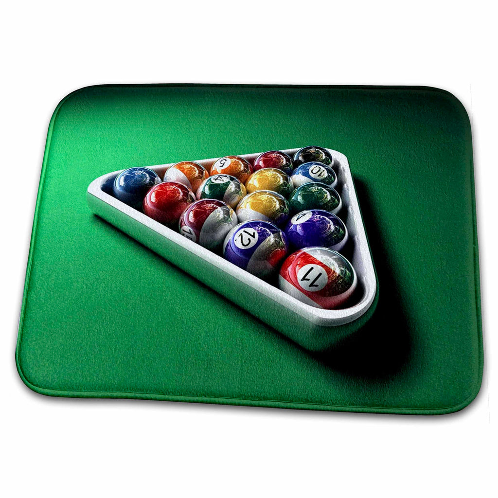 Dish Drying Mat - Image of Ballard Balls On Pool Table Sports