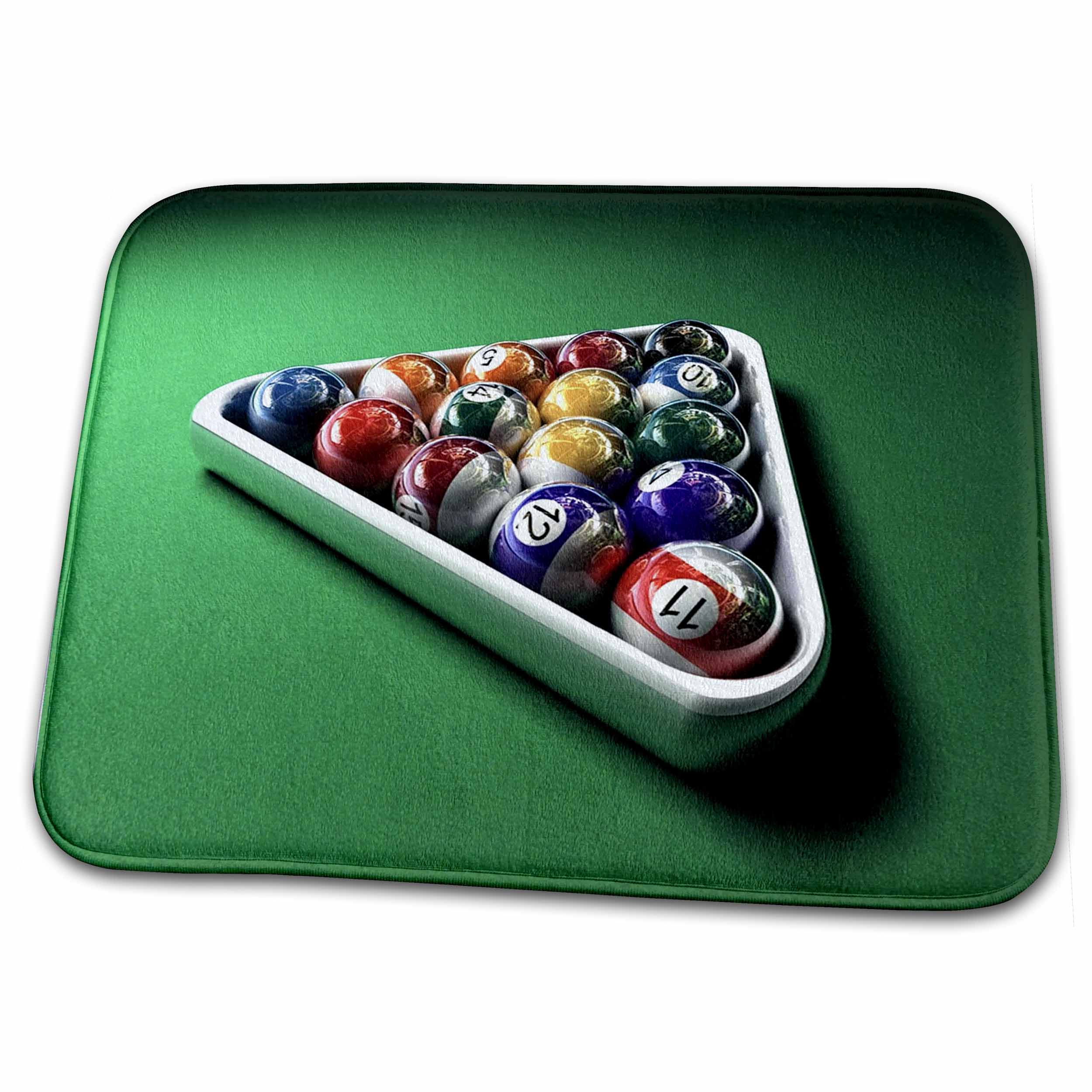 Dish Drying Mat - Image of Ballard Balls On Pool Table Sports