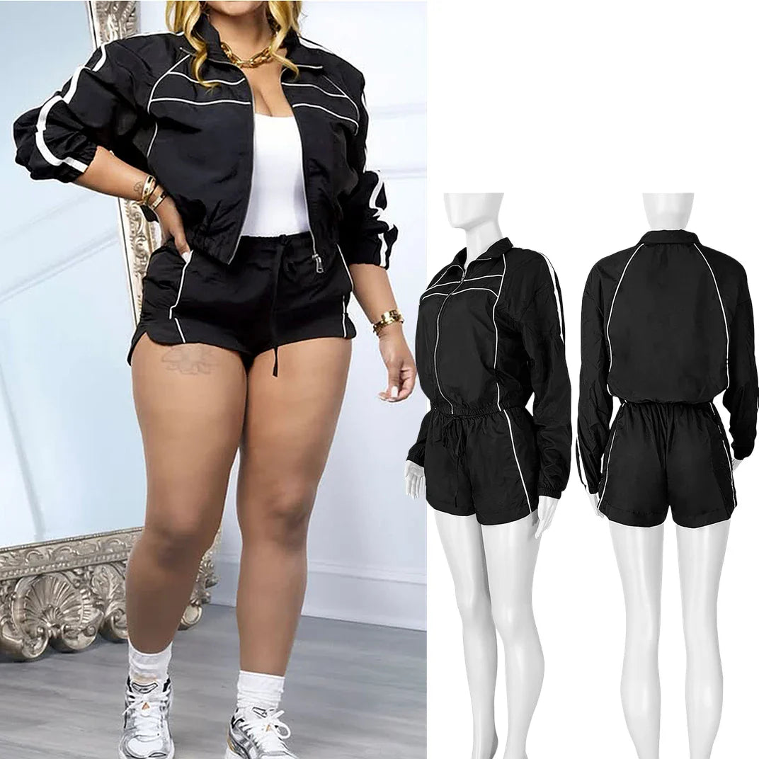 Color Block Drawstring and Jacket Shorts