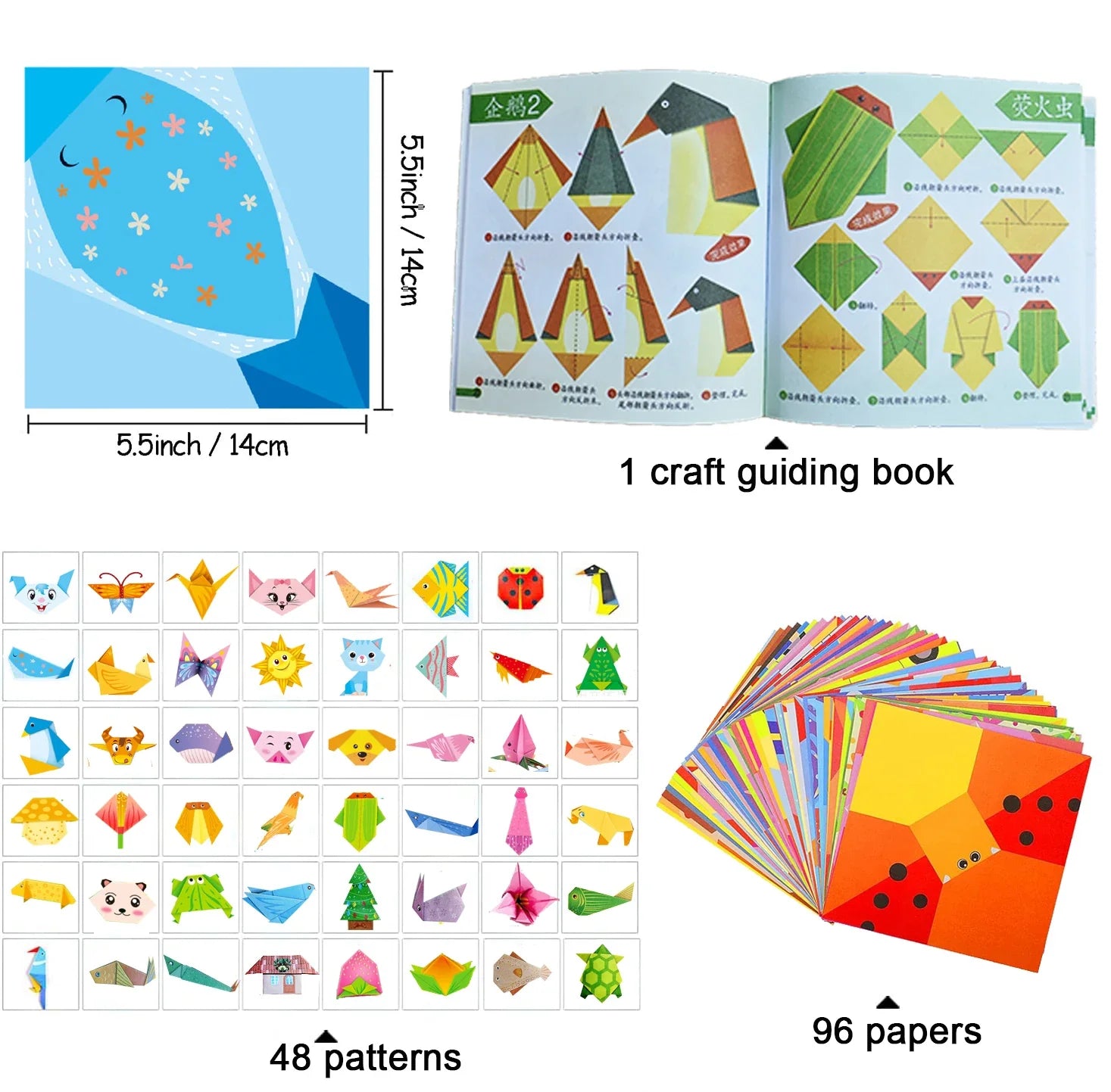 Origami Kit for Kids – 30/96 Sheets Paper Craft & DIY Art Set