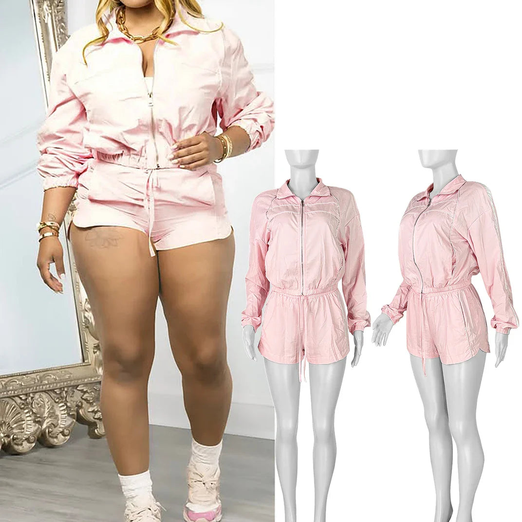 Color Block Drawstring and Jacket Shorts