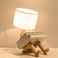 Adjusted Robot Shape Table Lamp E27 Wooden Fabric Bedroom Lamp Fold-able Desk Light for Living Room Study Room Drop Shipping