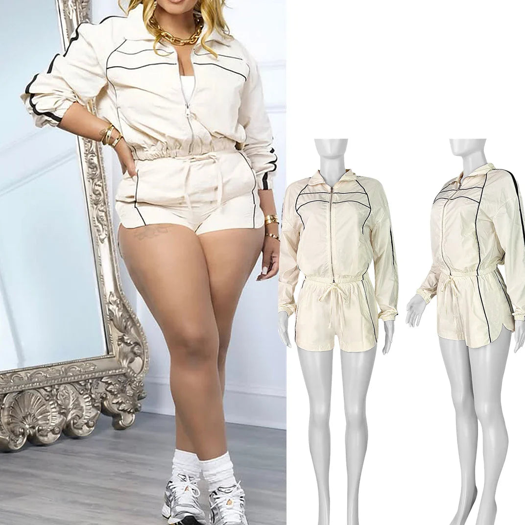 Color Block Drawstring and Jacket Shorts