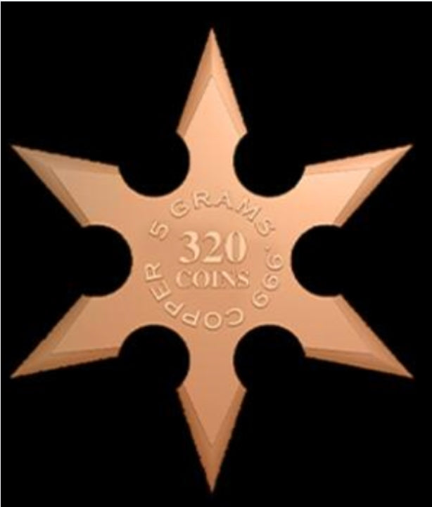 Copper Ninja Throwing Star – 5g .999 Fine Copper Collectible