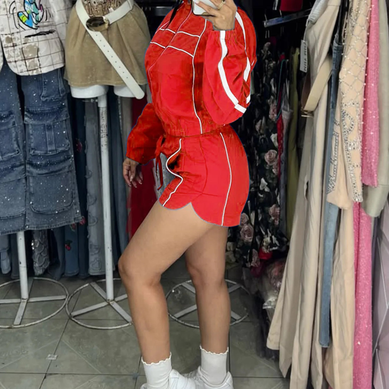 Color Block Drawstring and Jacket Shorts
