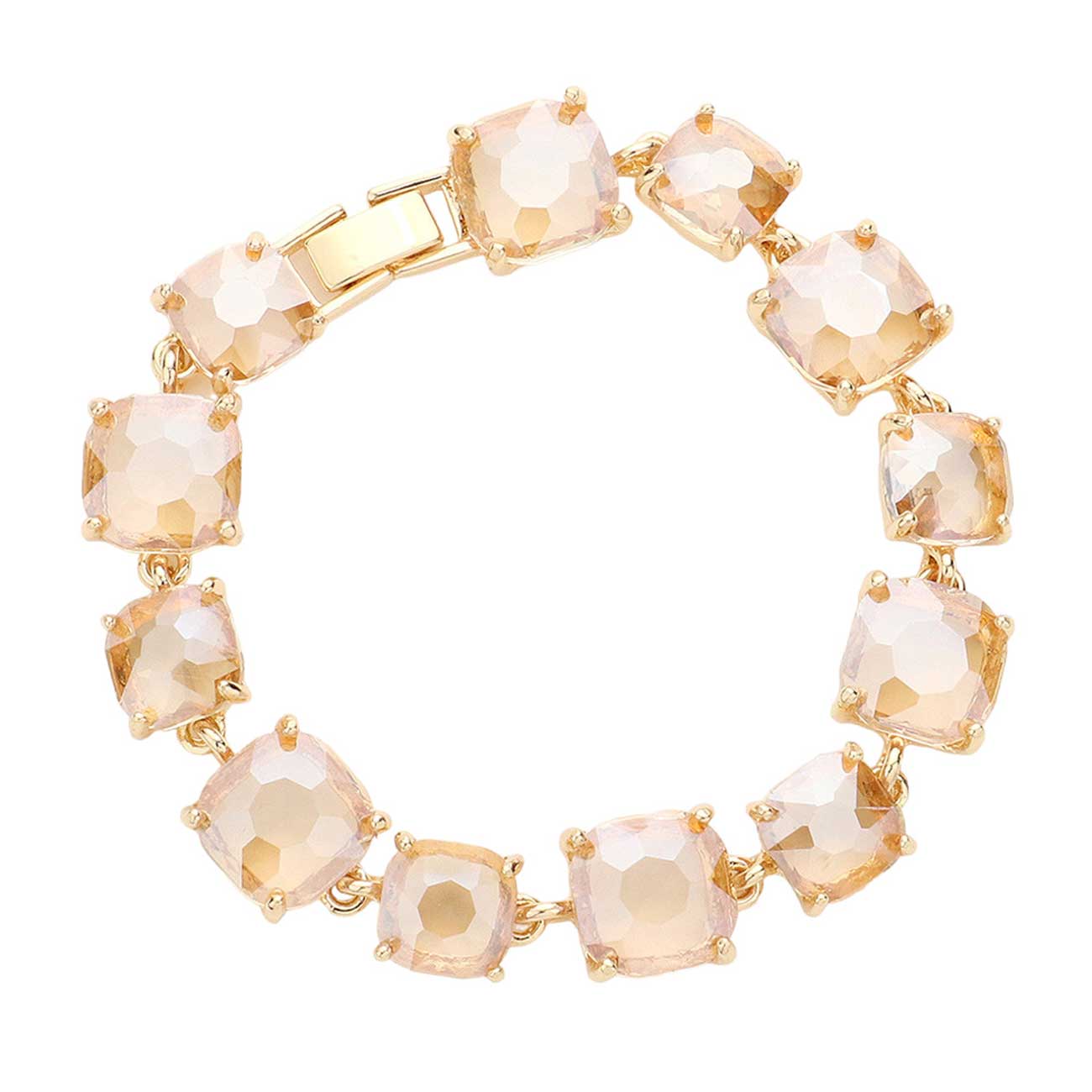 Cushion Square Stone Link Evening Bracelet