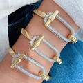 Golden Link Pavé Bracelet 18K Gold Water Resistant Non Tarnish
