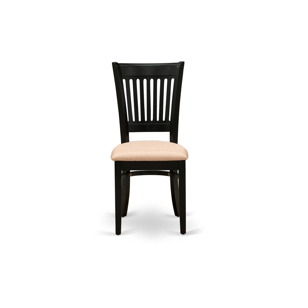 EAST WEST FURNITURE - AMVA5-BLK-C - 5-Pc Dining Room Table Set- 4 Kitchen Chair and Modern dining room table - Linen Fabric Seat and Slatted Chair Back (Black Finish)