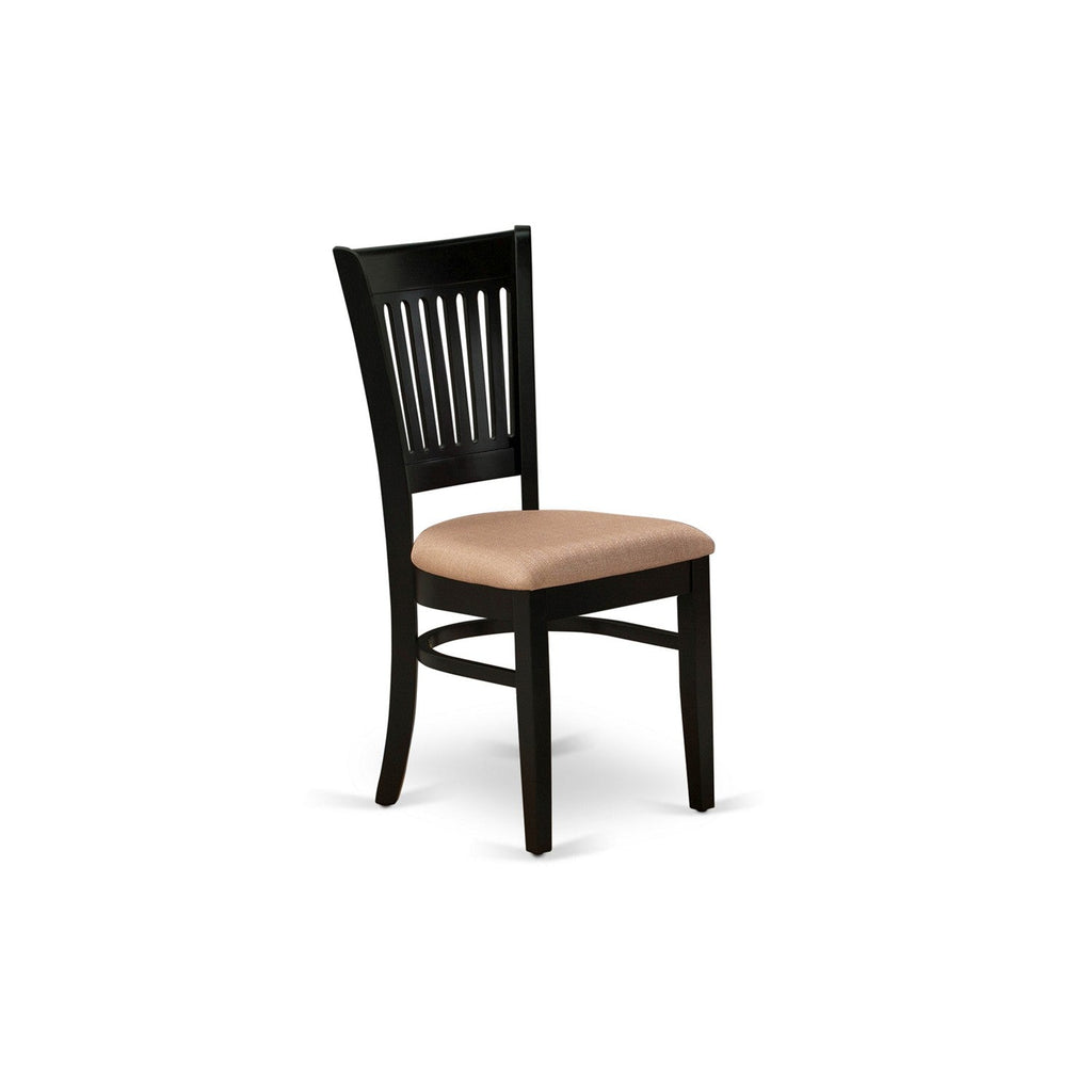 EAST WEST FURNITURE - AMVA5-BLK-C - 5-Pc Dining Room Table Set- 4 Kitchen Chair and Modern dining room table - Linen Fabric Seat and Slatted Chair Back (Black Finish)