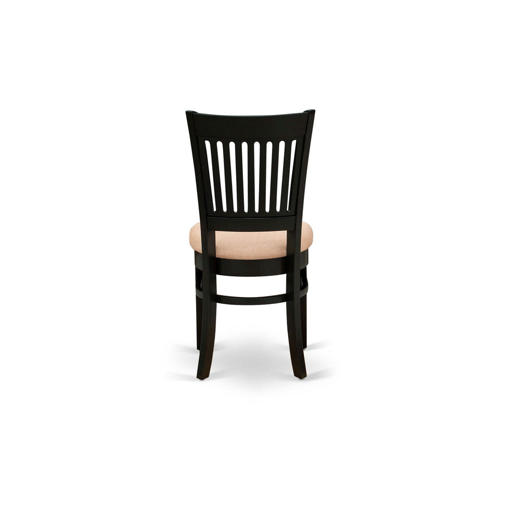 EAST WEST FURNITURE - AMVA3-BLK-C - 3-Pc Modern Dining Table Set- 2 Wood Dining Chair and Dining Room Table - Linen Fabric Seat and Slatted Chair Back (Black Finish)