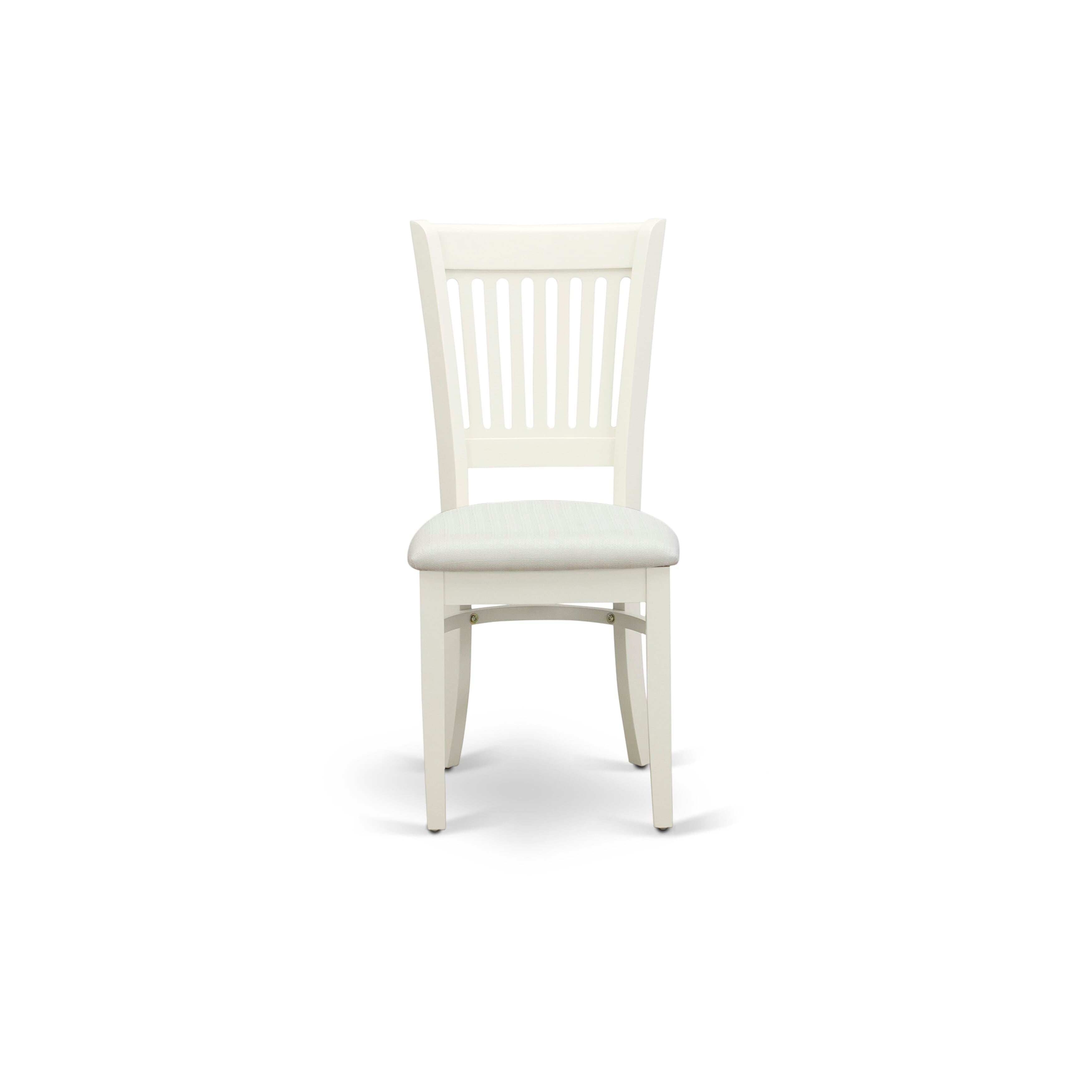 EAST WEST FURNITURE - AVVA7-LWH-C - 7-Piece Dining Table Set- 6 Dining Chairs with Linen Fabric Seat and Slatted Chair Back - Removable leaf Modern Oval Dining Table - linen white Finish