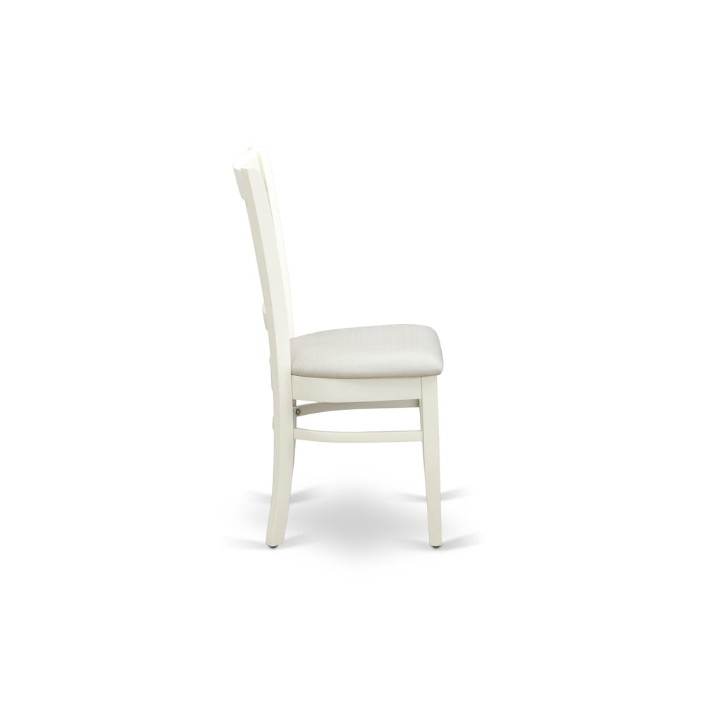 EAST WEST FURNITURE - AVVA7-LWH-C - 7-Piece Dining Table Set- 6 Dining Chairs with Linen Fabric Seat and Slatted Chair Back - Removable leaf Modern Oval Dining Table - linen white Finish