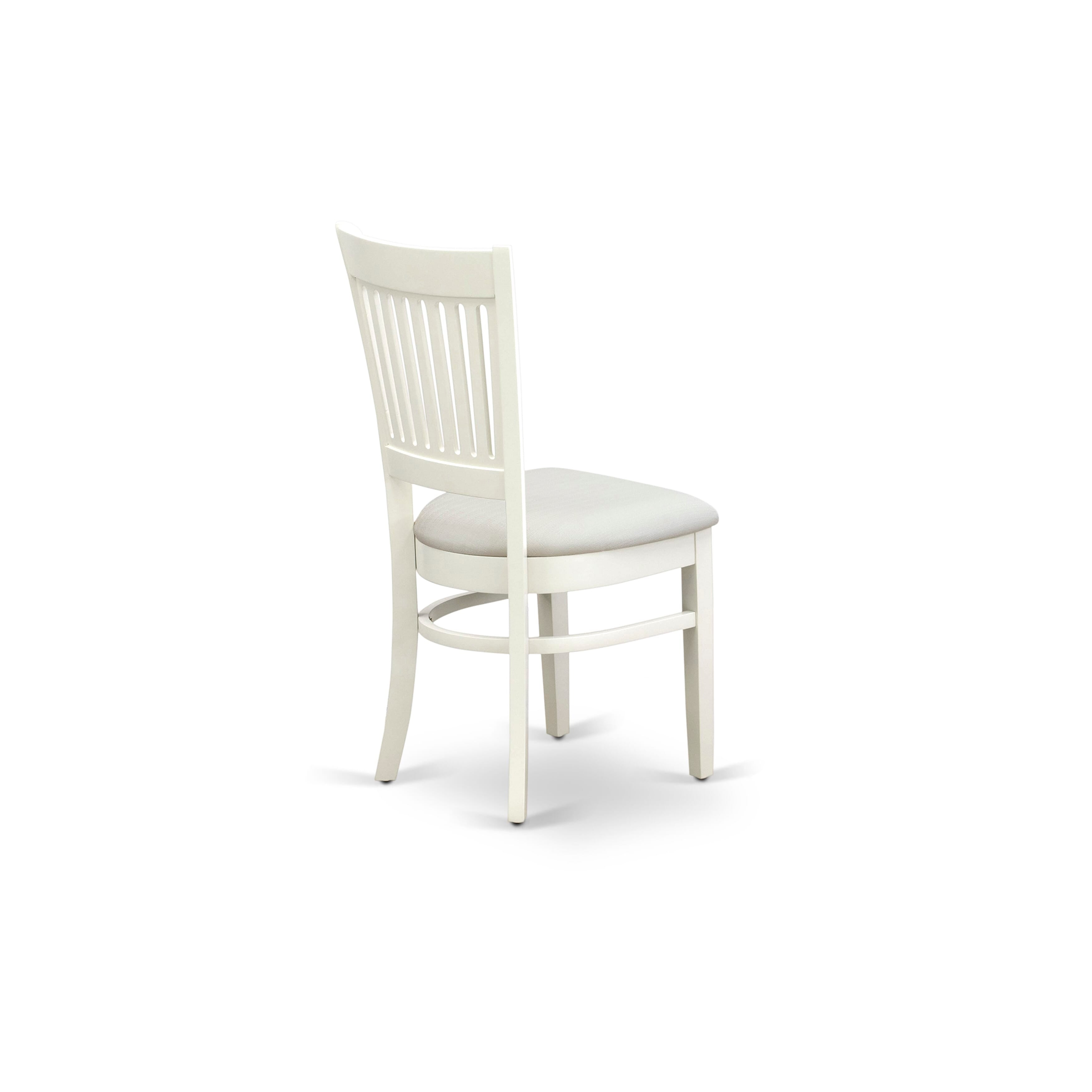 EAST WEST FURNITURE - AVVA7-LWH-C - 7-Piece Dining Table Set- 6 Dining Chairs with Linen Fabric Seat and Slatted Chair Back - Removable leaf Modern Oval Dining Table - linen white Finish