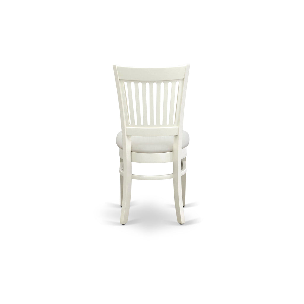EAST WEST FURNITURE - AVVA7-LWH-C - 7-Piece Dining Table Set- 6 Dining Chairs with Linen Fabric Seat and Slatted Chair Back - Removable leaf Modern Oval Dining Table - linen white Finish