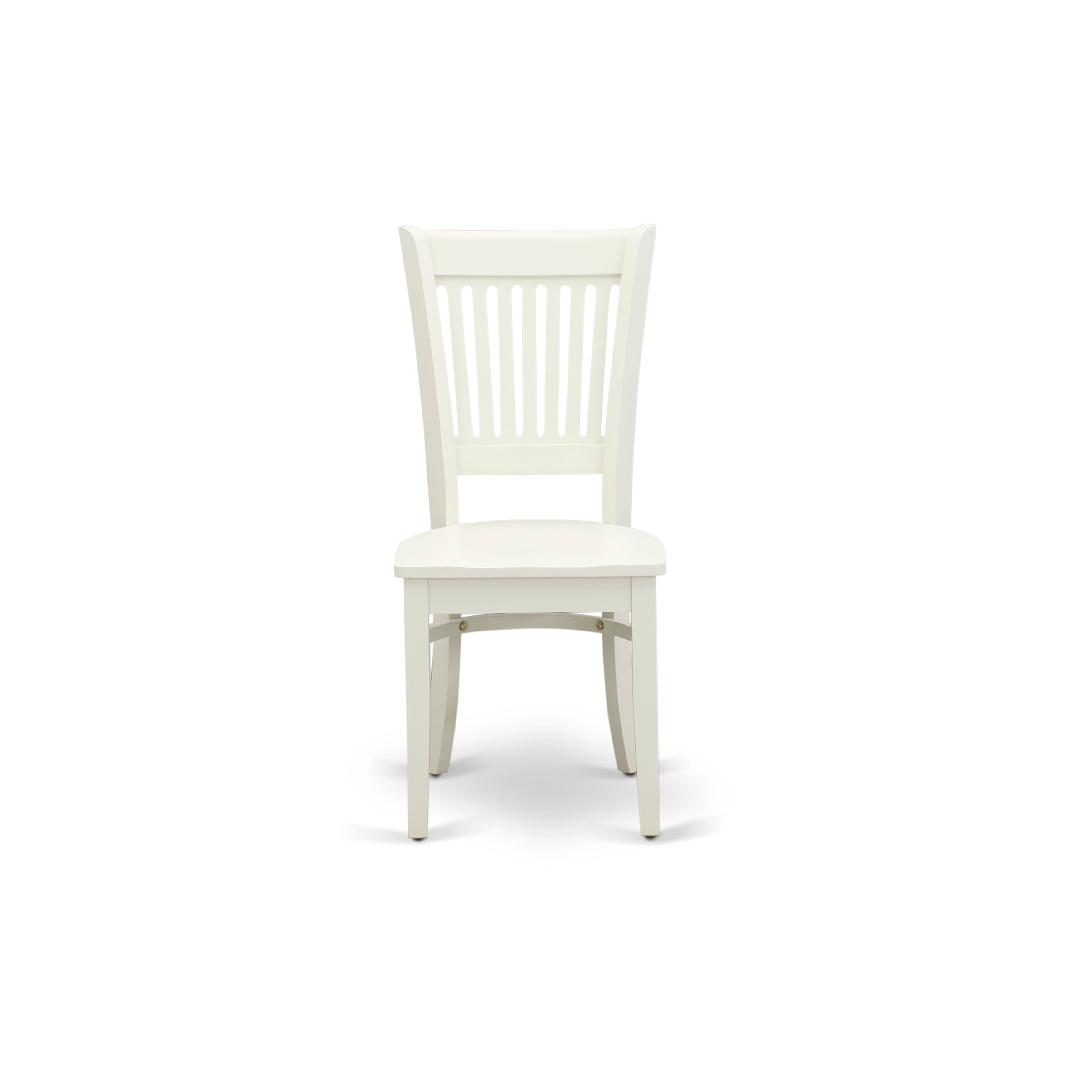 EAST WEST FURNITURE - AVVA5-LWH-W - 5-Piece Modern Dining Set- 4 Mid Century Chair with Wooden Seat and Slatted Chair Back - Removable leaf Oval Dining Table - linen white Finish