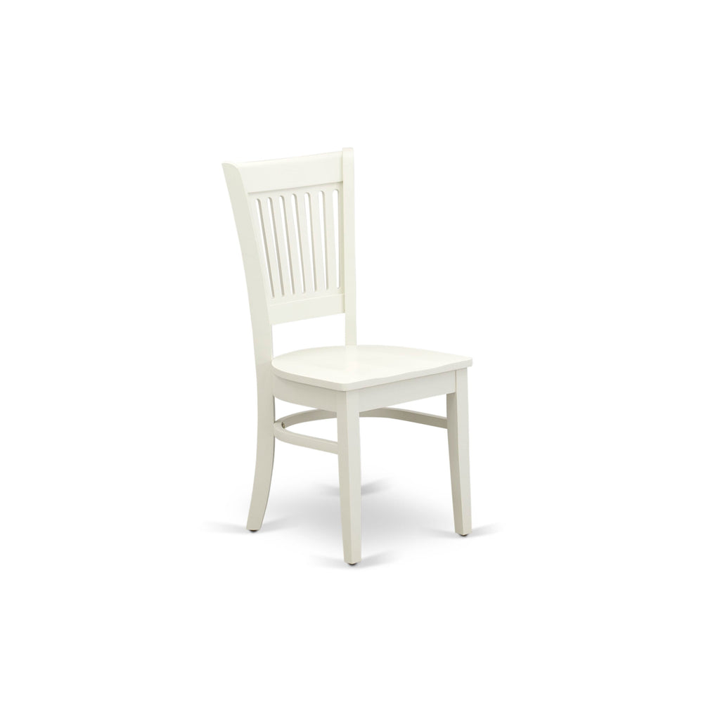 EAST WEST FURNITURE - AVVA5-LWH-W - 5-Piece Modern Dining Set- 4 Mid Century Chair with Wooden Seat and Slatted Chair Back - Removable leaf Oval Dining Table - linen white Finish