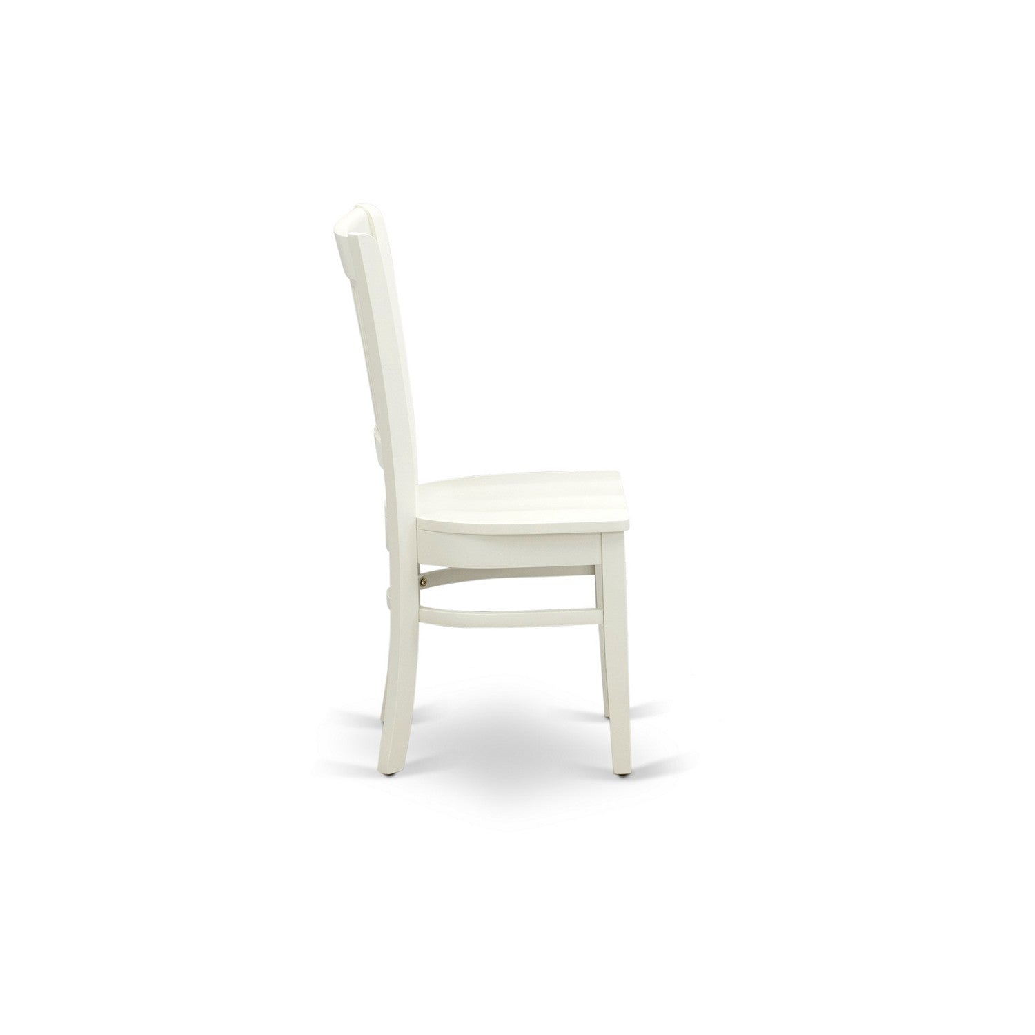 EAST WEST FURNITURE - AMVA5-LWH-W - 5-Pc Dinette Set- 4 dining room chairs and Modern dining room table - Wooden Seat and Slatted Chair Back (linen white Finish)