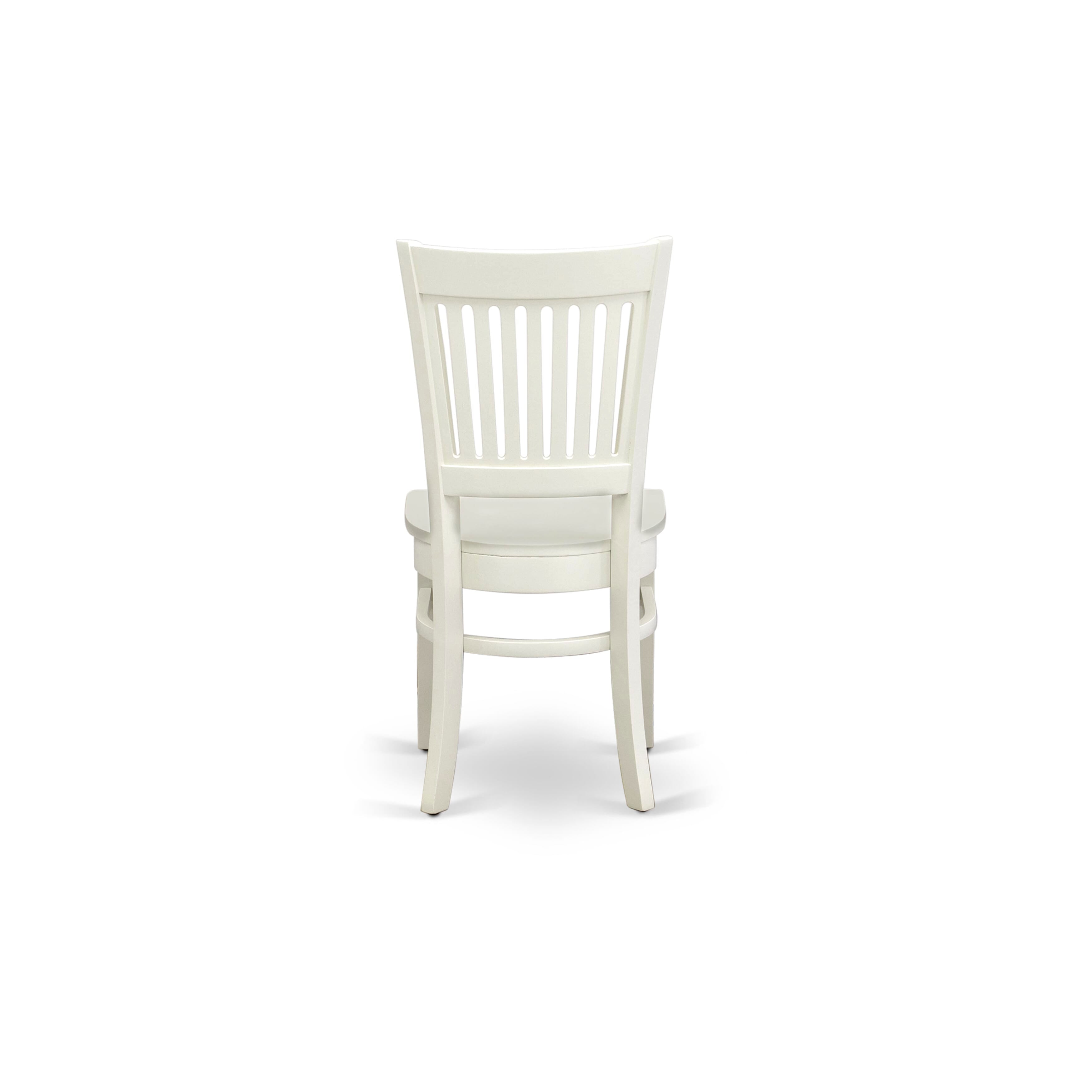 EAST WEST FURNITURE - AVVA5-LWH-W - 5-Piece Modern Dining Set- 4 Mid Century Chair with Wooden Seat and Slatted Chair Back - Removable leaf Oval Dining Table - linen white Finish
