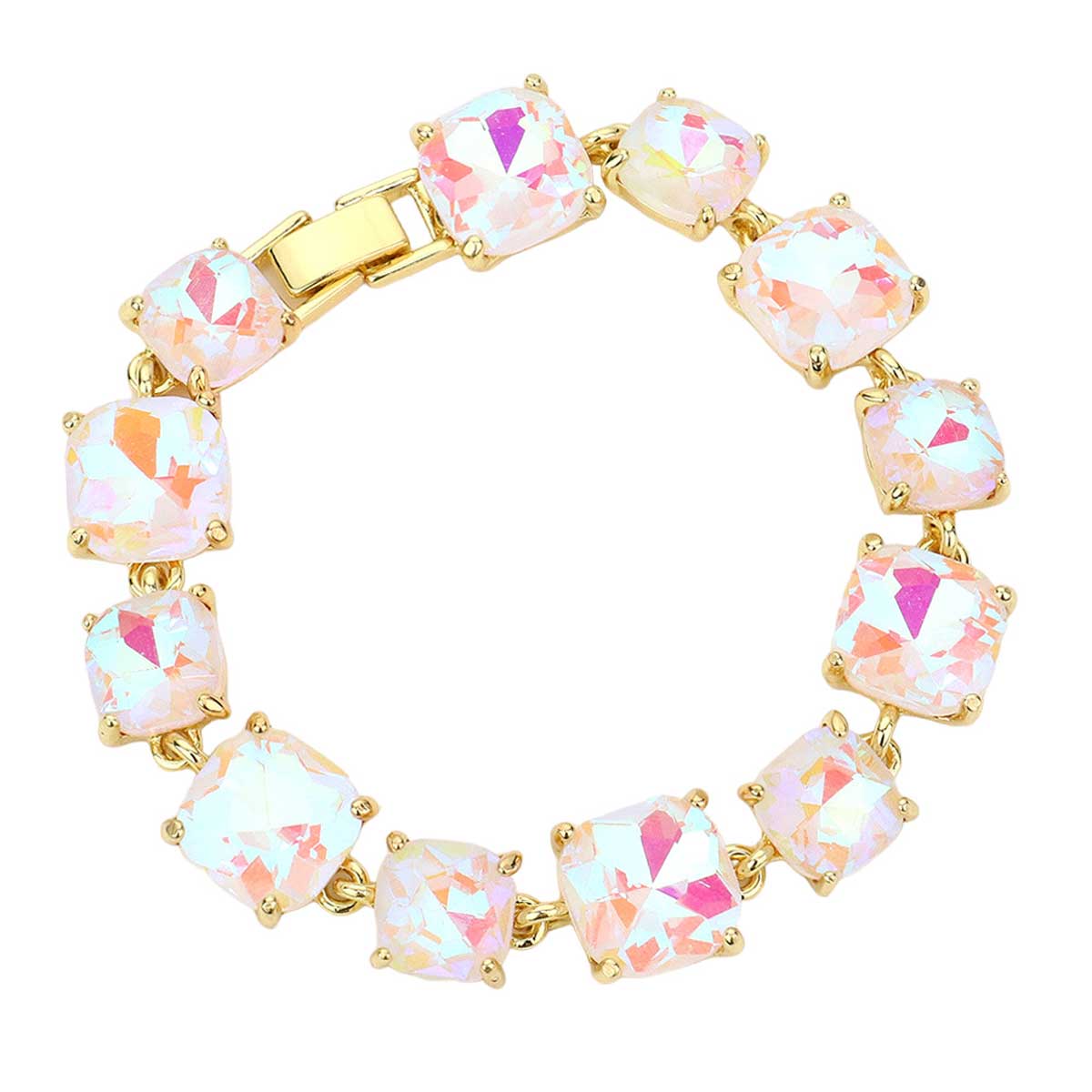 Cushion Square Stone Link Evening Bracelet