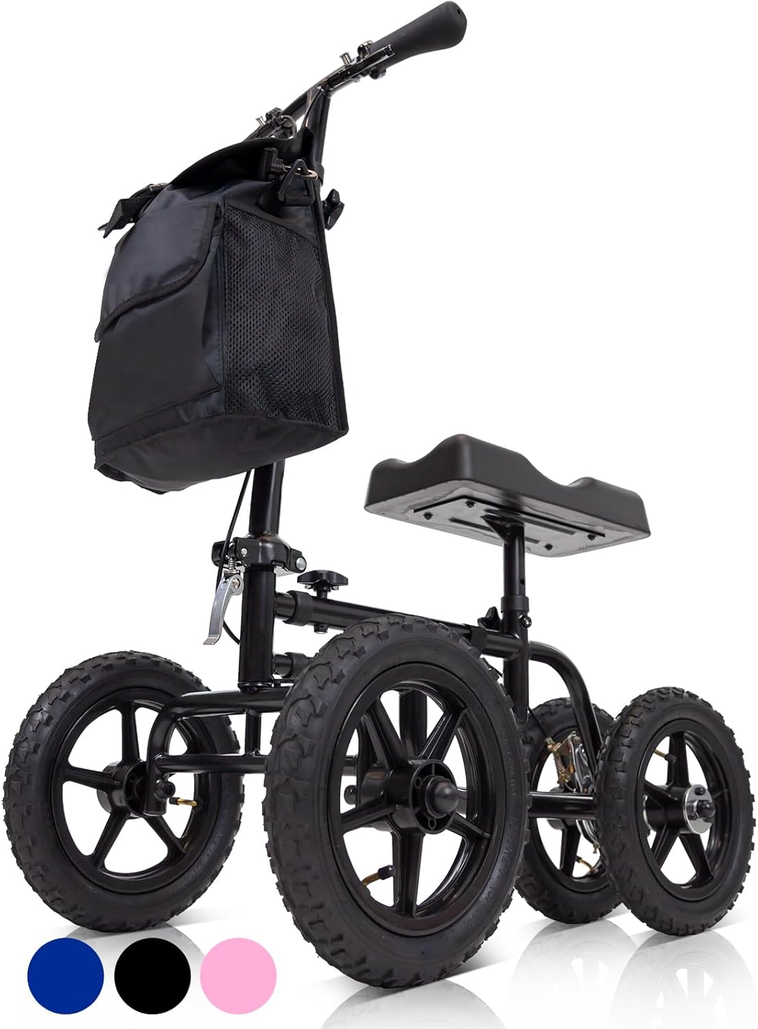 All Terrain Knee Scooter Walker for Foot Injuries - Adult Broken Leg Crutch Cart Roller for Surgery, Broken Foot, Ankle Injury - Kneeling Rolling Steerable Seated Wheel Scooter Aid