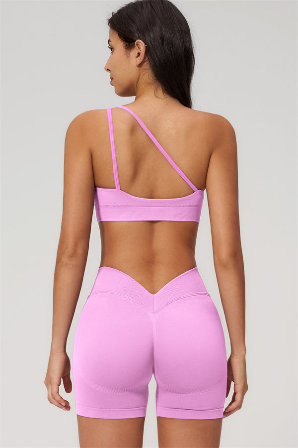 The Empower One-Shoulder Sports Bra Shorts 2-Piece Set