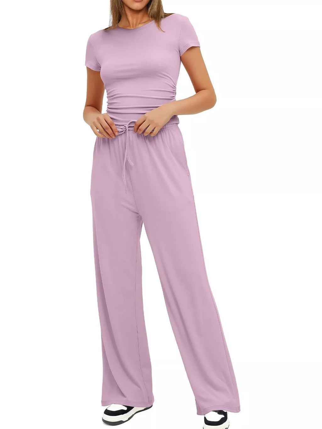 Short Sleeve Top and Drawstring Pants Set