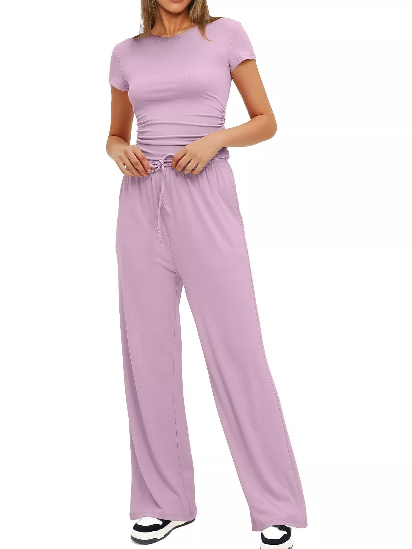 Short Sleeve Top and Drawstring Pants Set