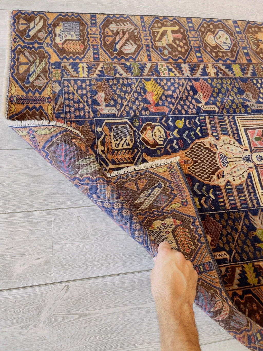 Afghani Vintage Pictorial Rug I Tribal Baluchi 4X7 Ft