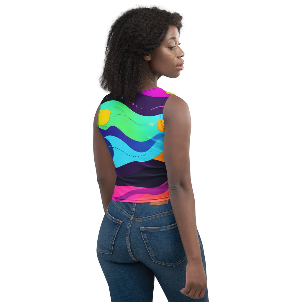 Color Wave Woman's Crop Top Tank Top For EDM Rave Festival Outfit Clothing