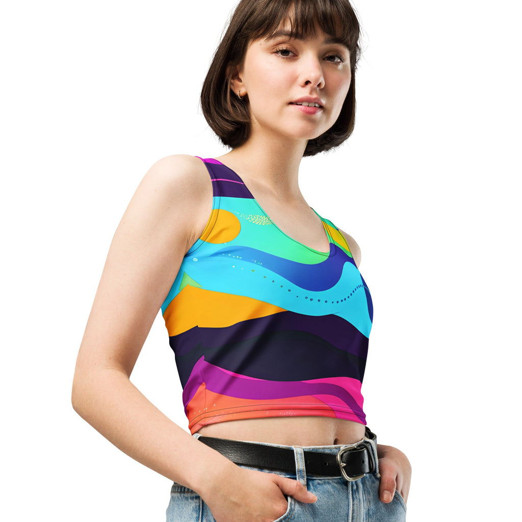 Color Wave Woman's Crop Top Tank Top For EDM Rave Festival Outfit Clothing