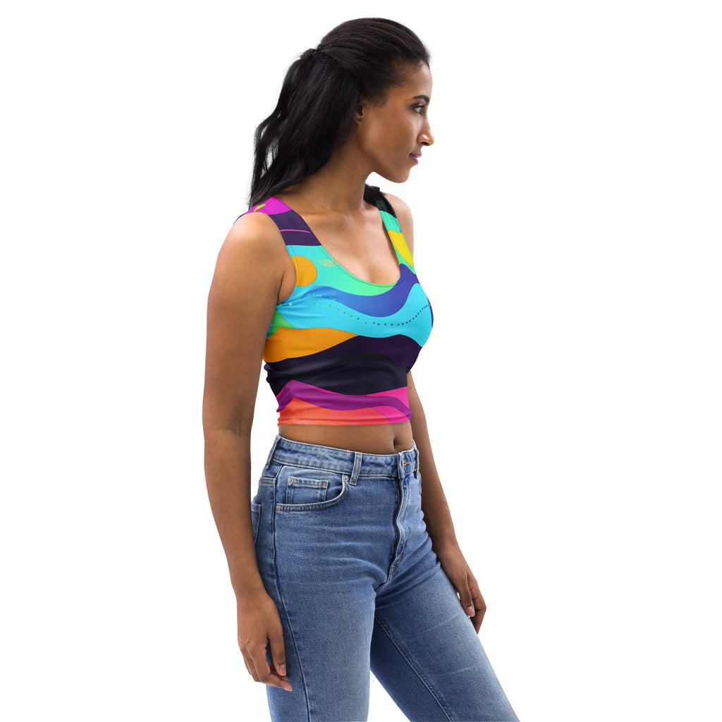 Color Wave Woman's Crop Top Tank Top For EDM Rave Festival Outfit Clothing