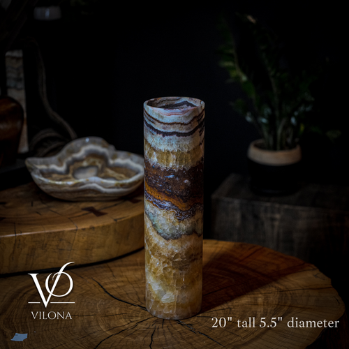 Aqua Onyx Lamp (Exotic Cylinder Table Lamp #26)