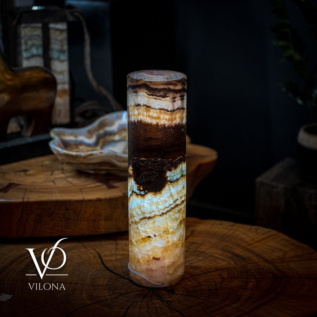 Aqua Onyx Lamp (Exotic Cylinder Table Lamp #26)